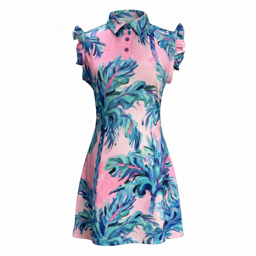 Playmaker Palm Women's Tropical Golf Dress | Sleeveless Performance Golf Dress