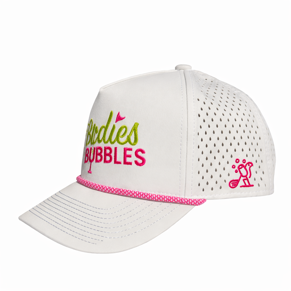 Birdies & Bubbles Women's Golf Hats | Stylish Women's Golf Hat White