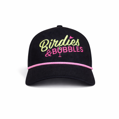 Birdies & Bubbles Women's Golf Hats | Stylish Women's Golf Hat Black