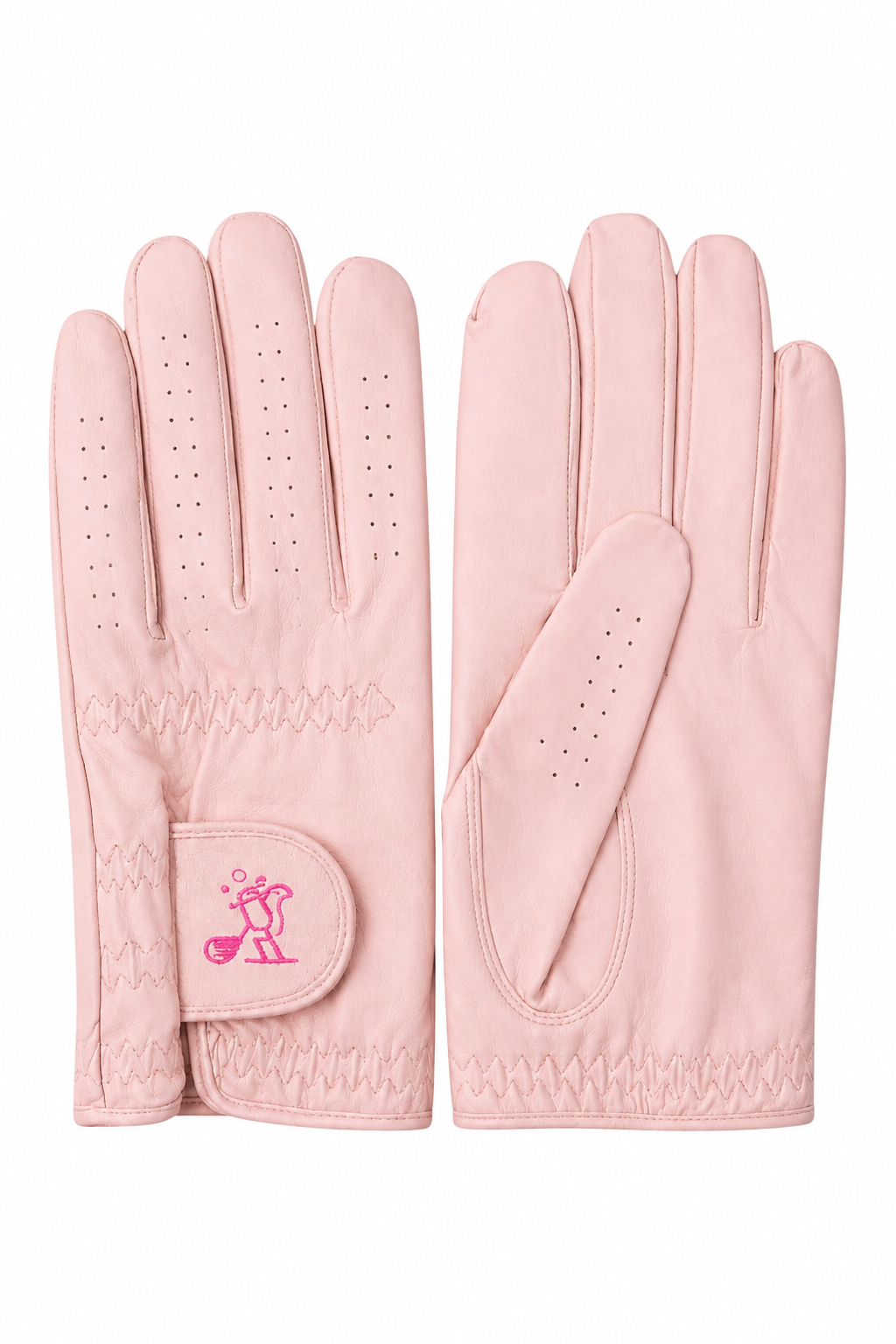 Grip & Sip Women's Premium Leather Golf Gloves Pink | Birdies & Bubbles