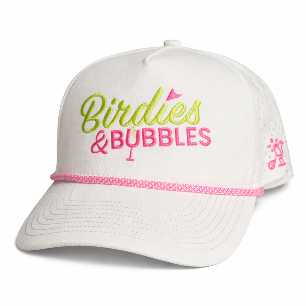 Birdies & Bubbles Women's Golf Hats | Stylish Women's Golf Hat White