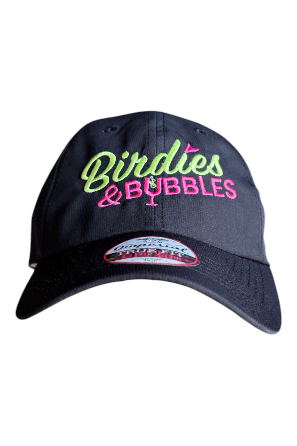 Birdies & Bubbles Bubbly Birdie Women’s Golf Cap – Adjustable Performance Golf Hat Black