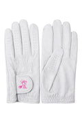 Grip & Sip Women's Premium Leather Golf Gloves White | Birdies & Bubbles