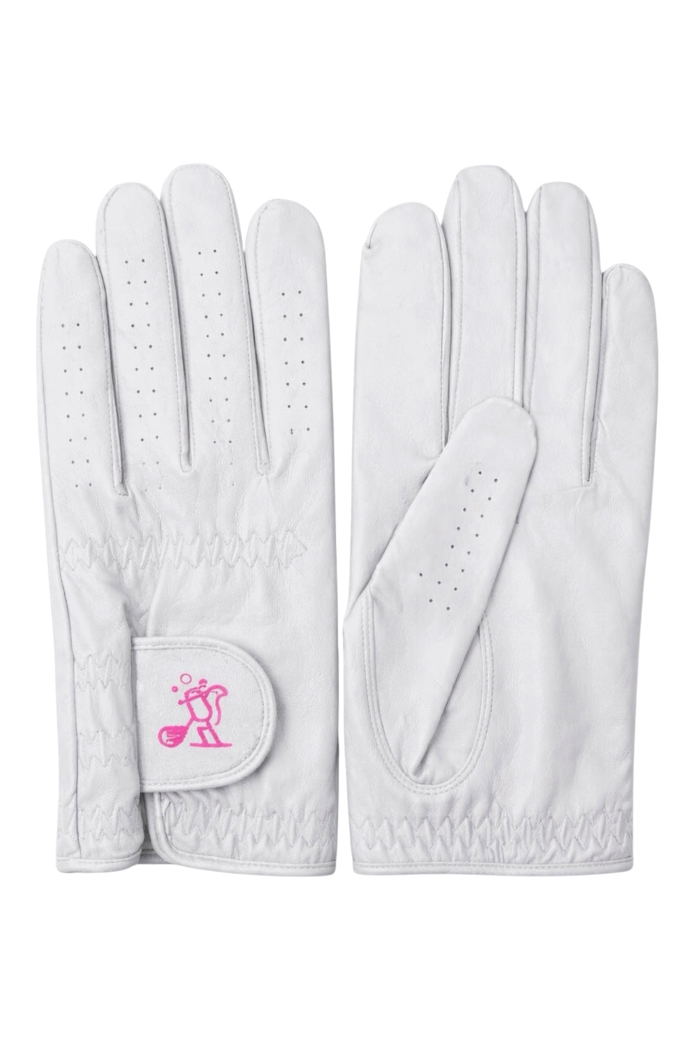 Grip & Sip Women's Premium Leather Golf Gloves White | Birdies & Bubbles