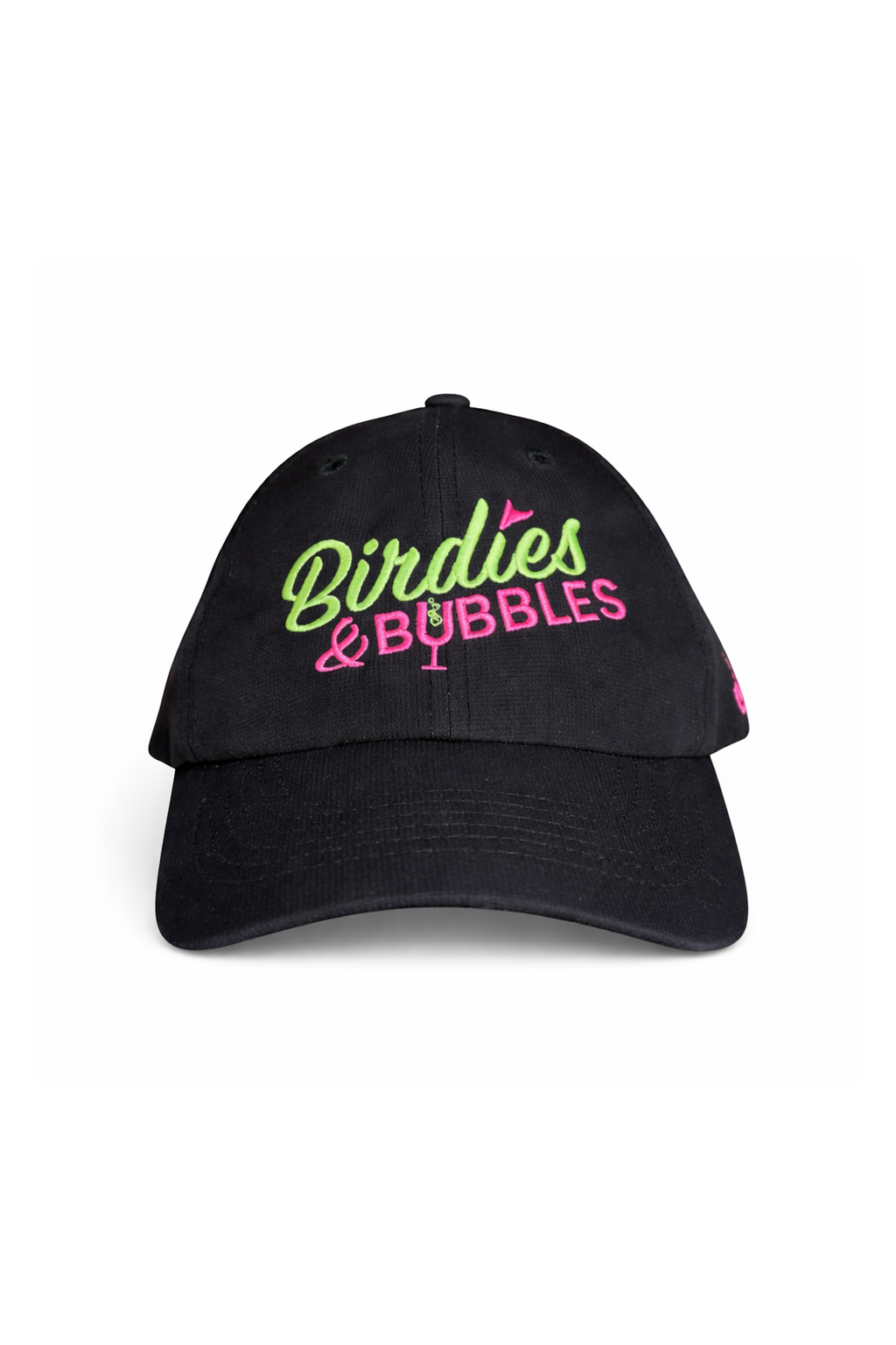 Birdies & Bubbles Bubbly Birdie Women’s Golf Cap – Adjustable Performance Golf Hat Black