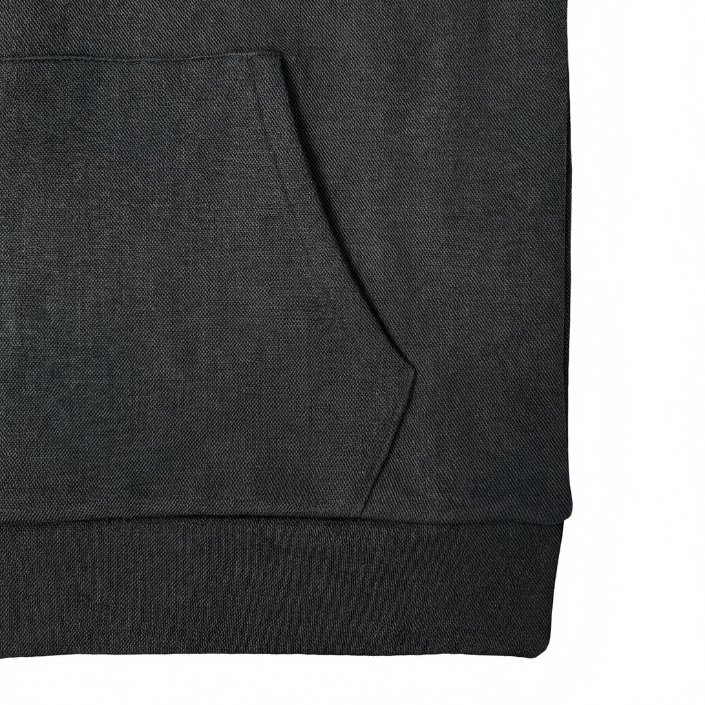 Close-up of a black fabric texture and pocket